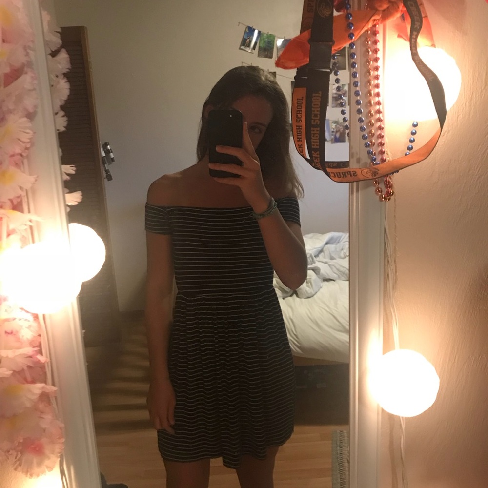 American Eagle Off the Shoulder Striped Dress